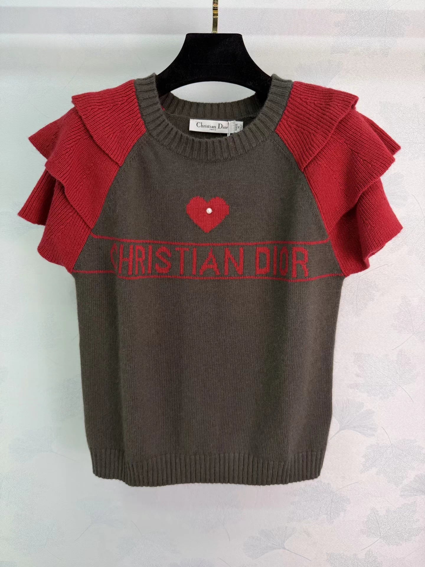 Lace-Sleeve Knit T-Shirt