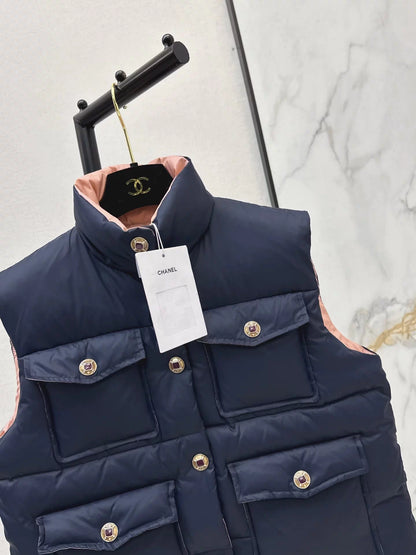 Stand-up collar down vest