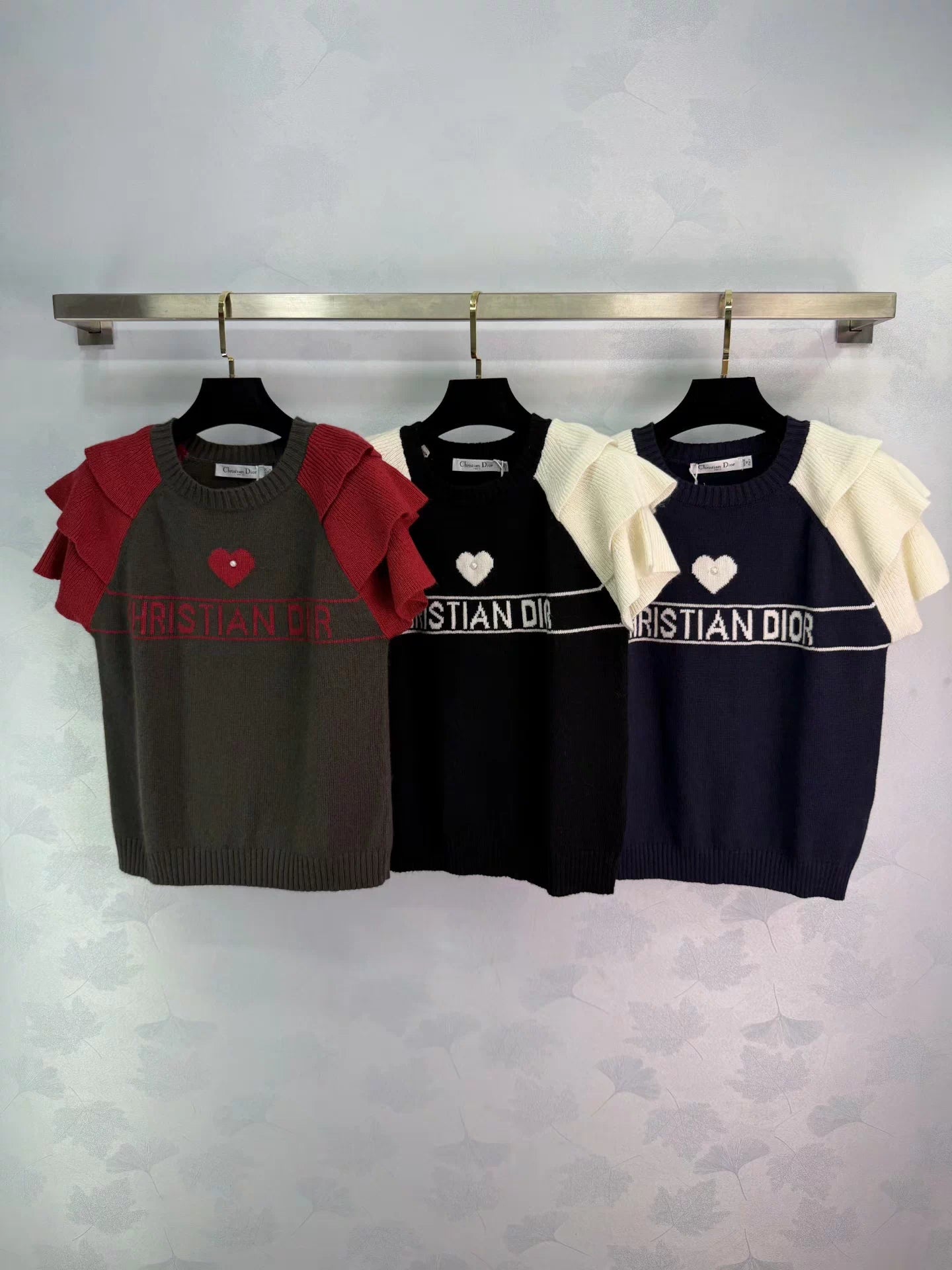 Lace-Sleeve Knit T-Shirt