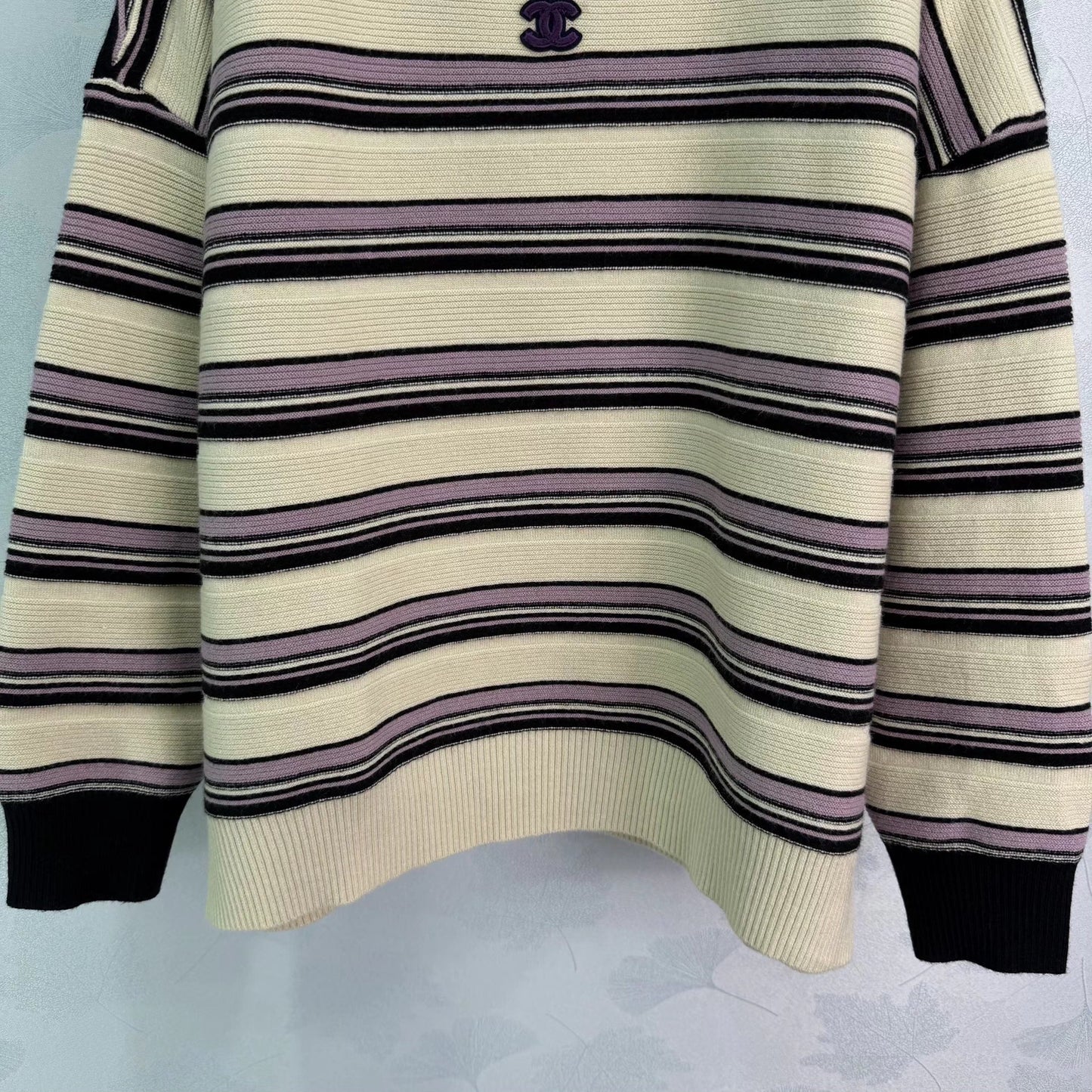 Color-blocked striped knit sweater