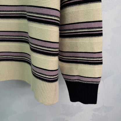 Color-blocked striped knit sweater