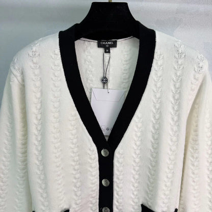 V-neck cable knit cardigan