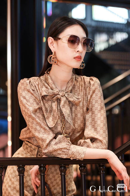 26ss Letter print ribbon shirt