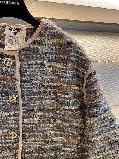 Colorful Tweed Wool Coat