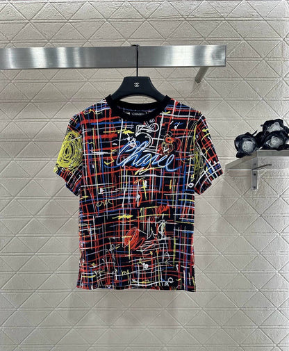 25fw Round neck graffiti printed T-shirt