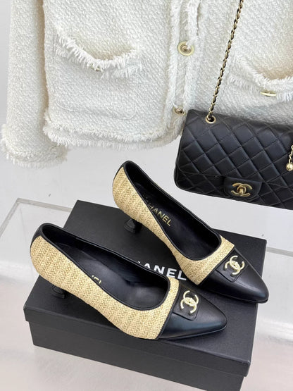 Double C flip-top pointed high heels