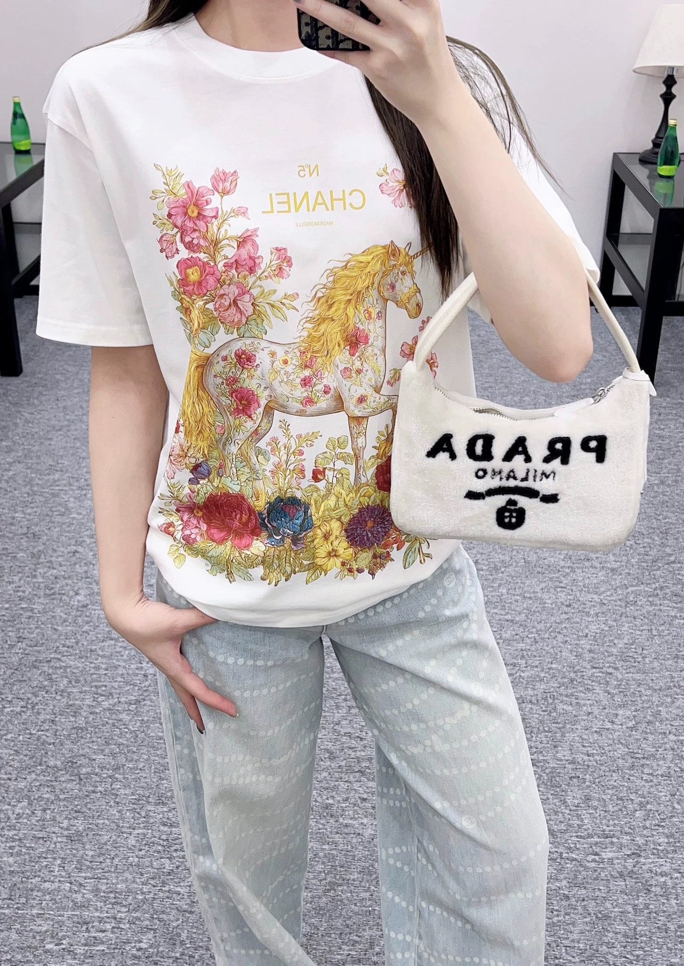 25fw Round neck printed T-shirt