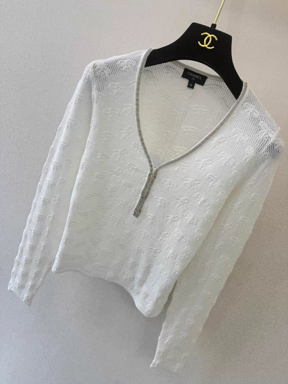 V-neck knit top