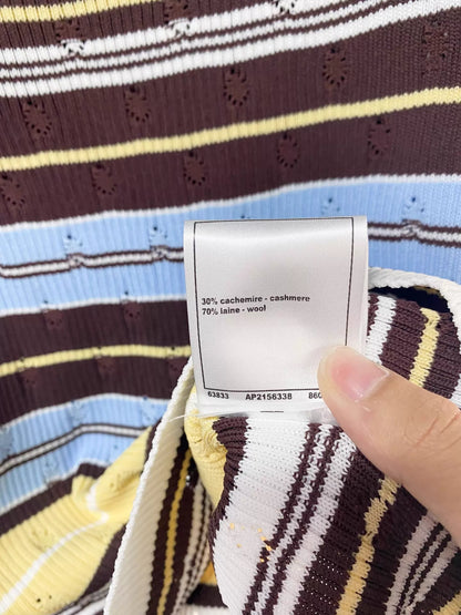 26ss Colorful striped cutout T-shirt