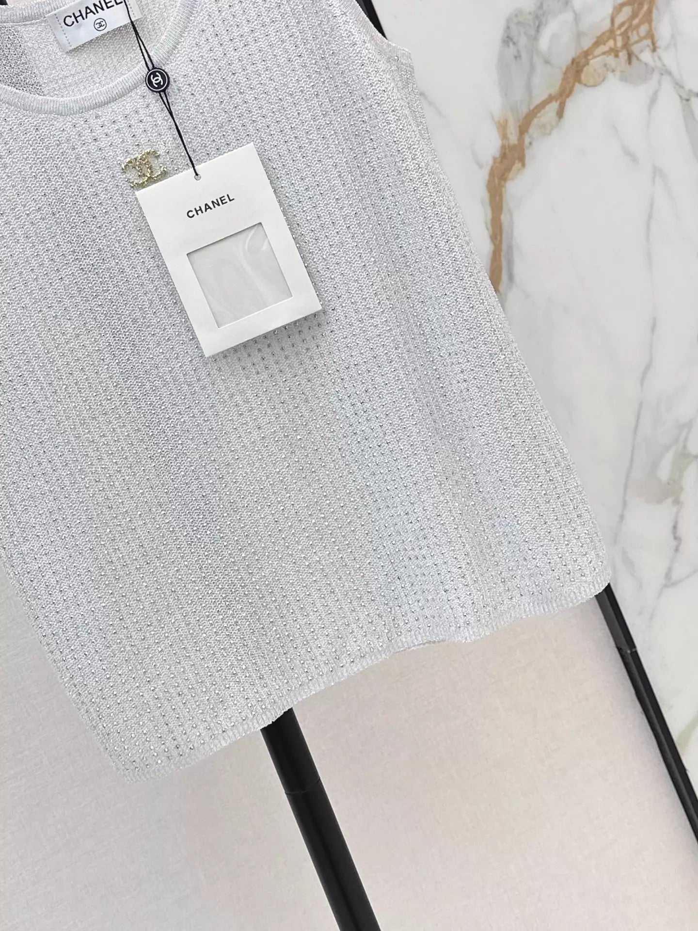 26ss Rhinestone Craft Knit Vest