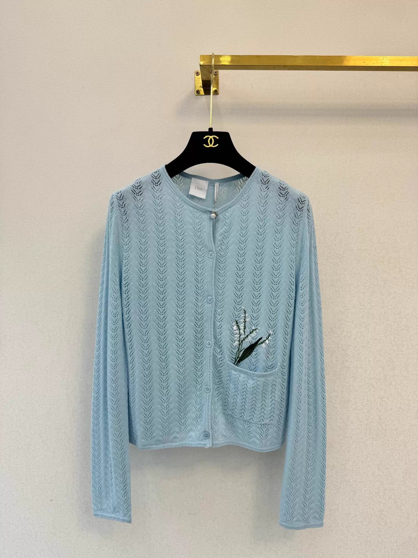 Light blue knitted cardigan