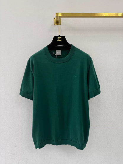 26ss Embroidered Letter Knit T-shirt