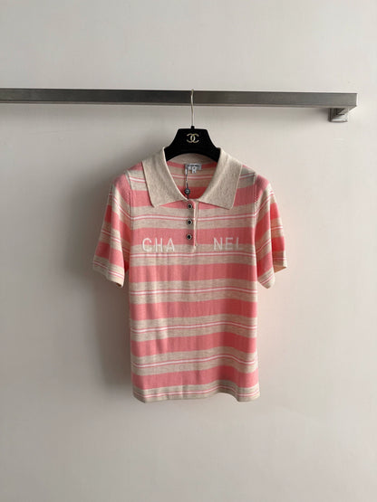 26ss Striped Knit Polo Shirt