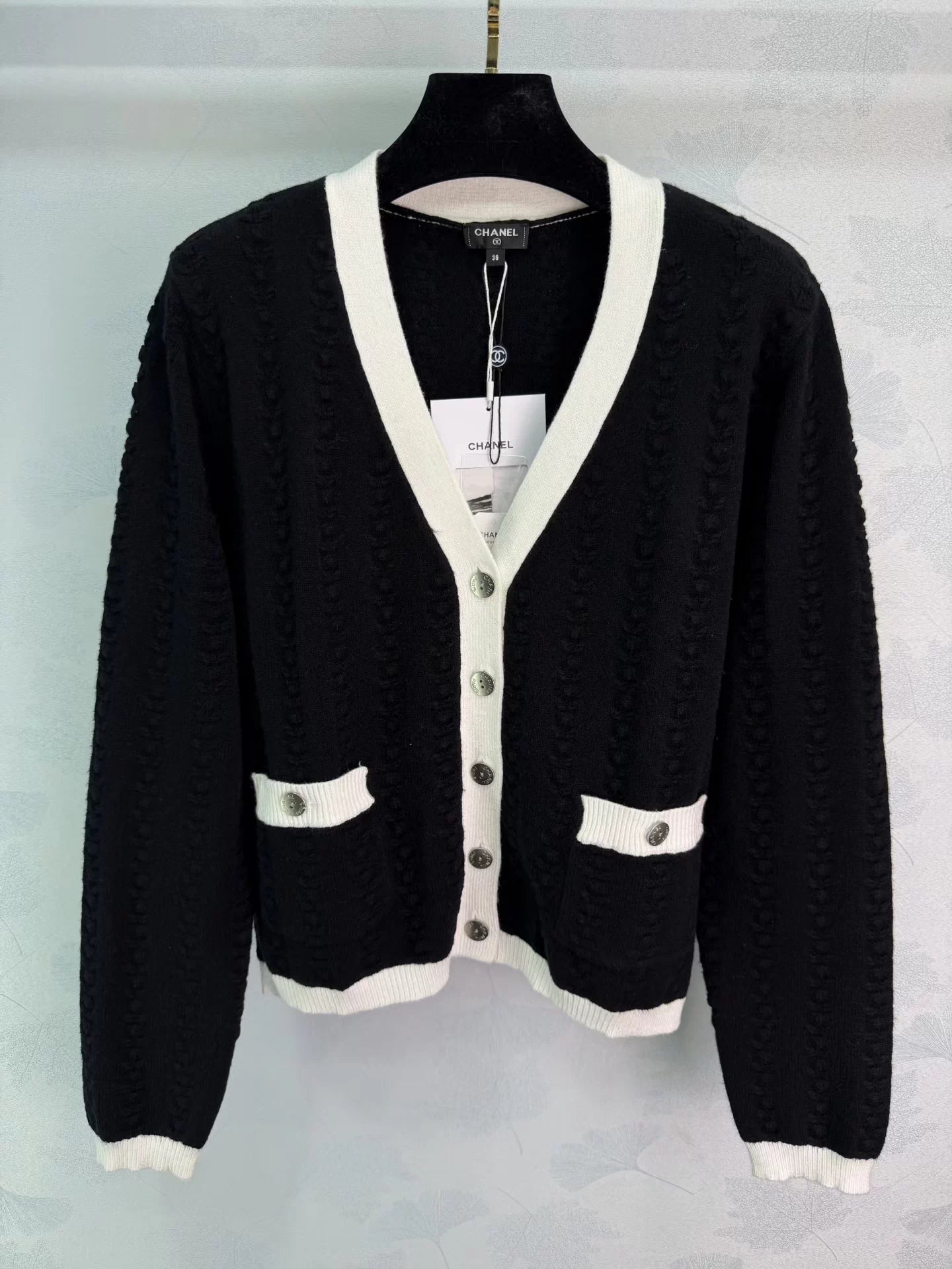 V-neck cable knit cardigan