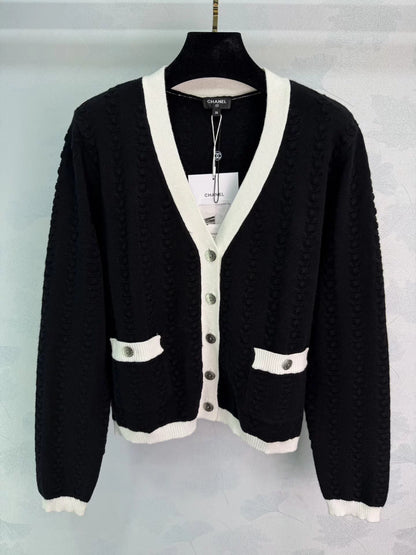 V-neck cable knit cardigan