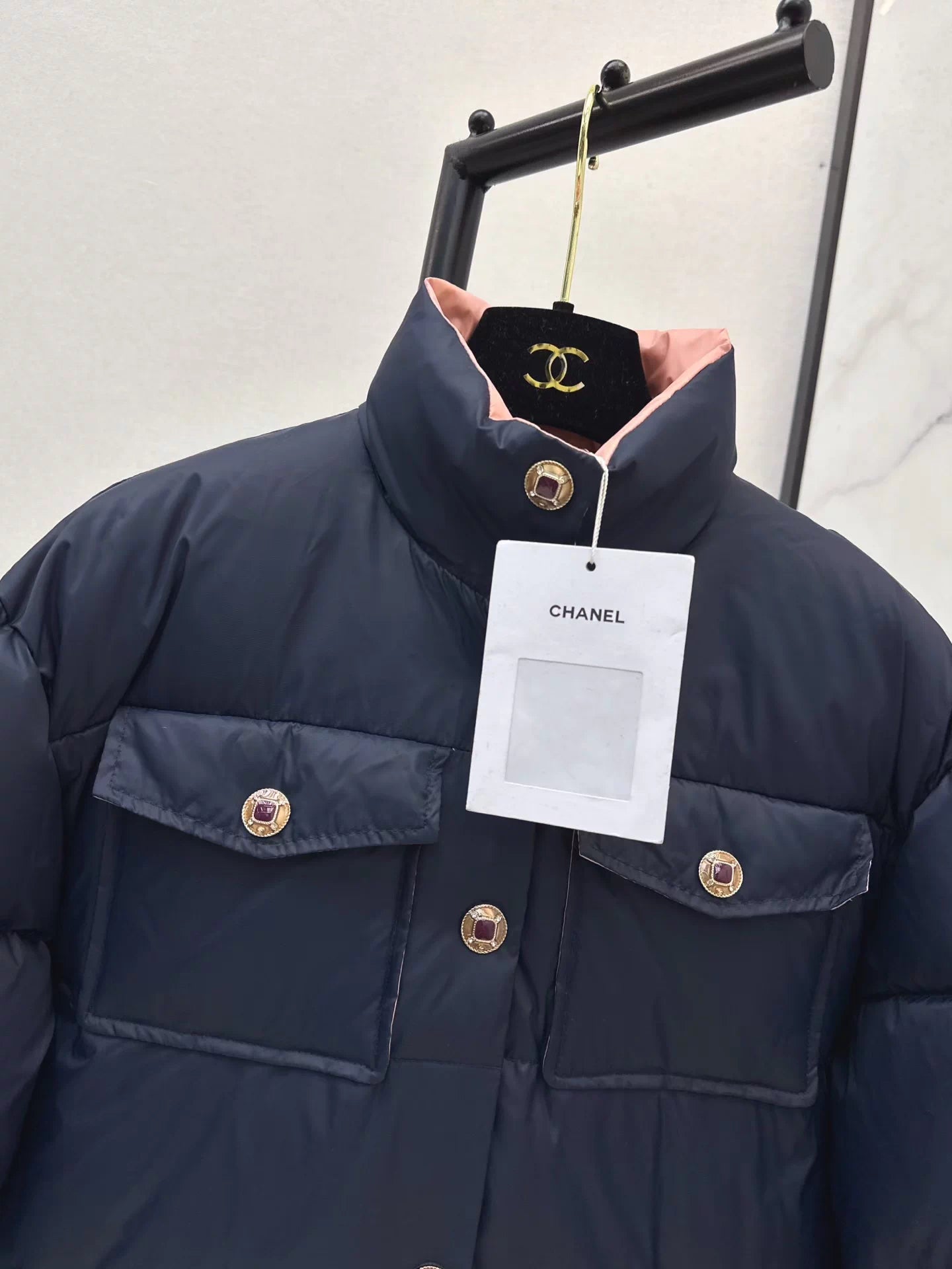 Stand-up collar long down coat