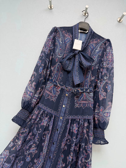 26New Navy Paisley Floral Dress