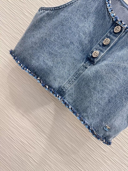 Short denim vest