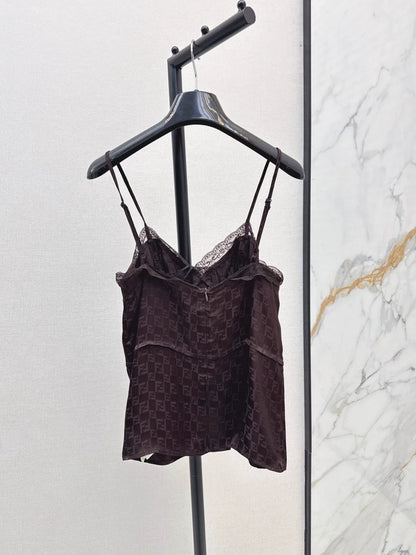 25 Jacquard lace camisole half skirt set