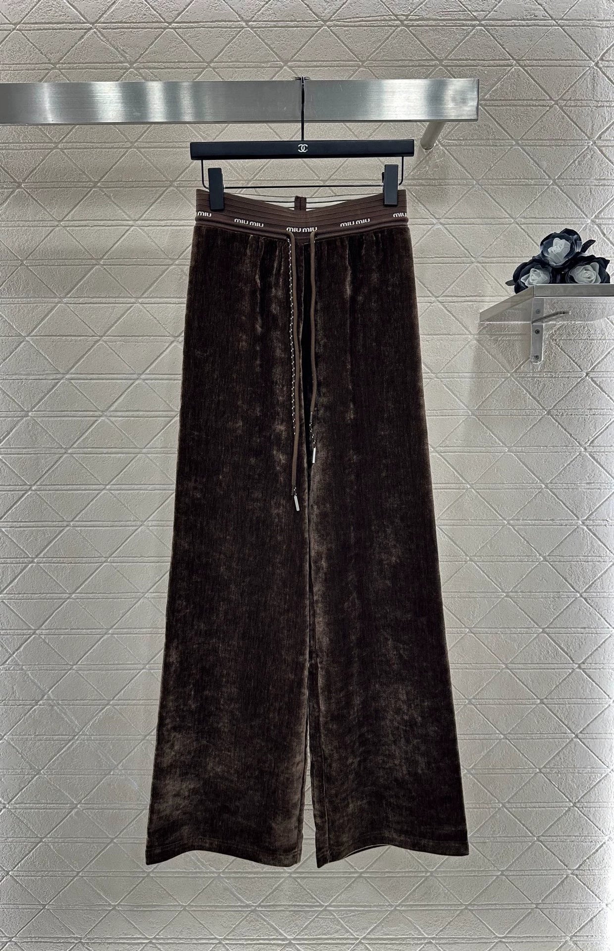 25fw Drawstring webbing wide leg pants