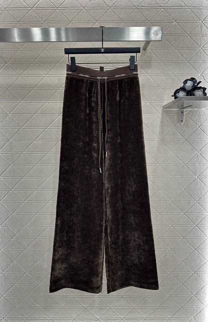 25fw Drawstring webbing wide leg pants