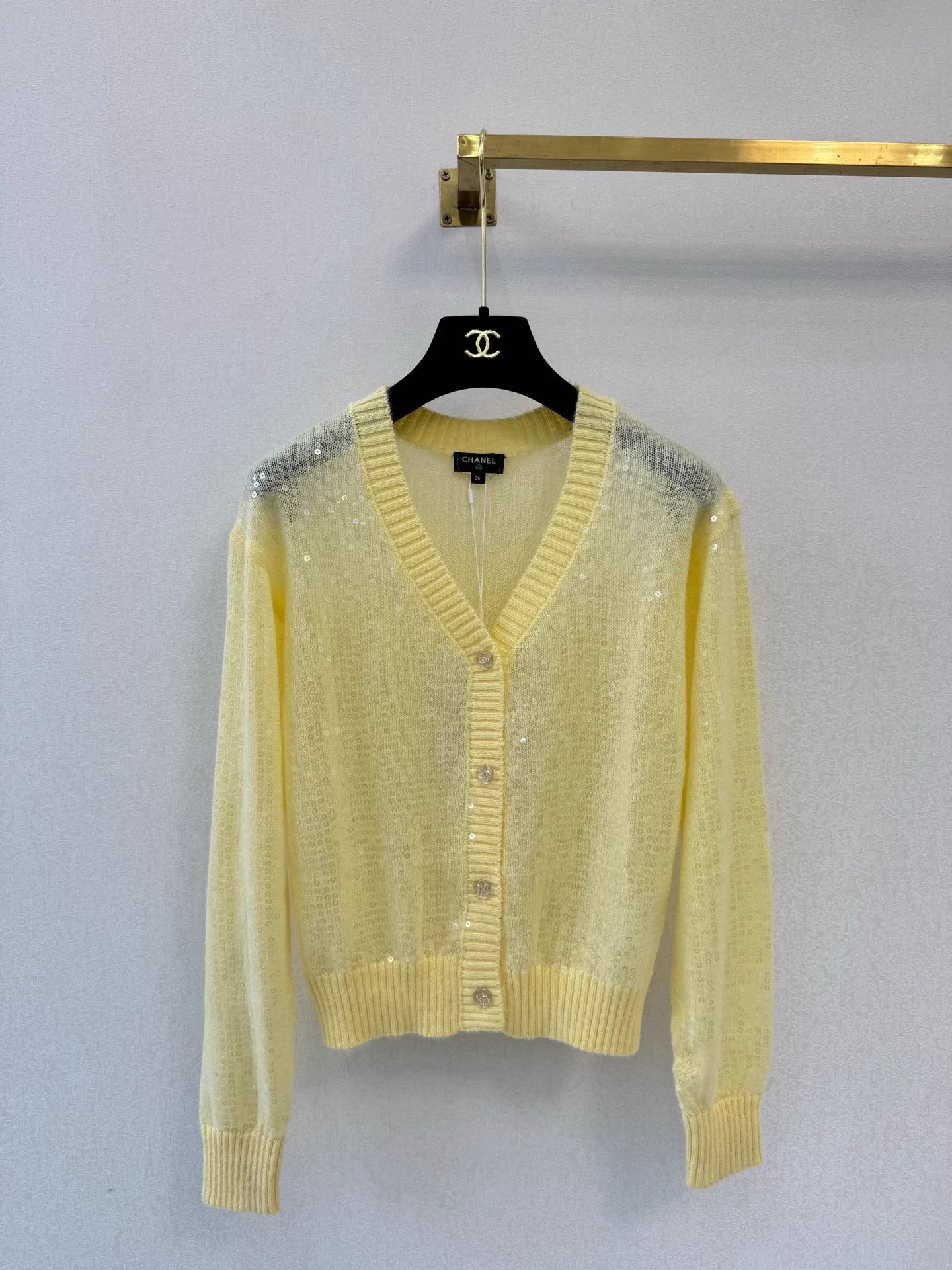 Sequined Mohair Knit Cardigan