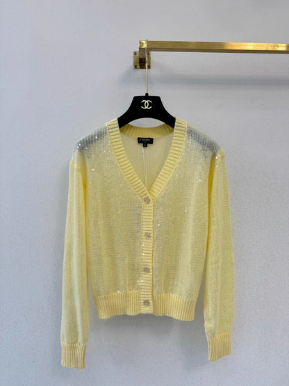 Sequined Mohair Knit Cardigan