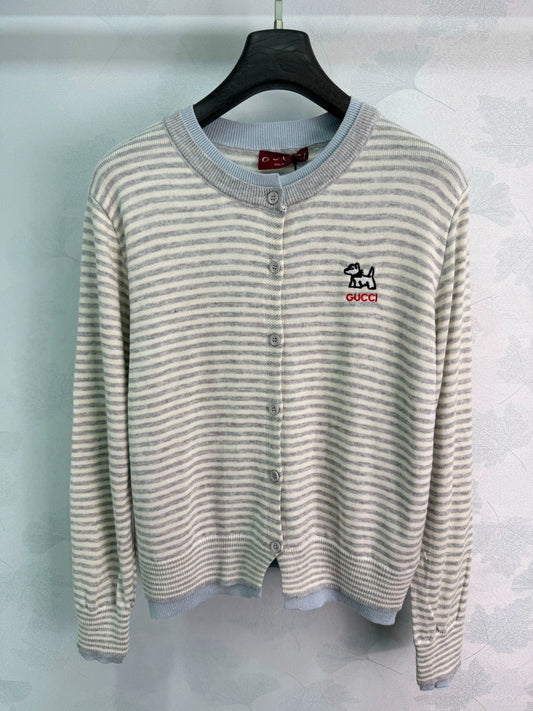Gucci/26 Early Autumn New Striped Faux Two-Piece Knit Cardigan