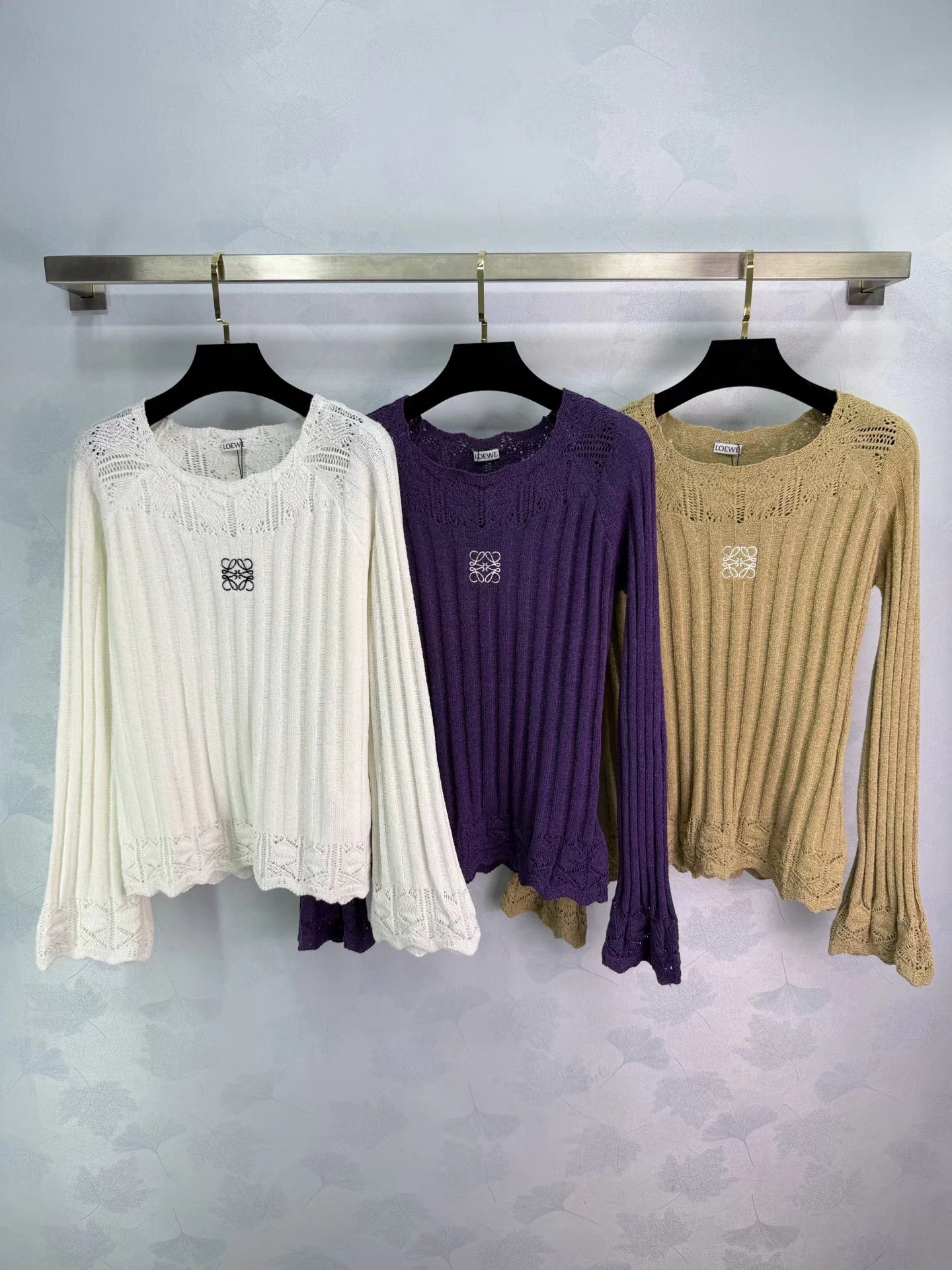 Openwork Knit Long-Sleeve Top