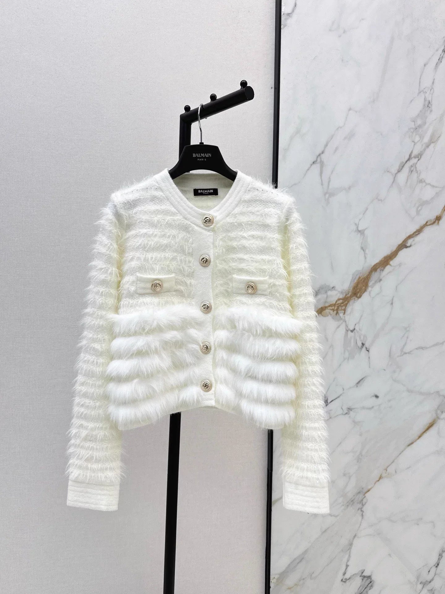 Patchwork fuzzy design knitwear