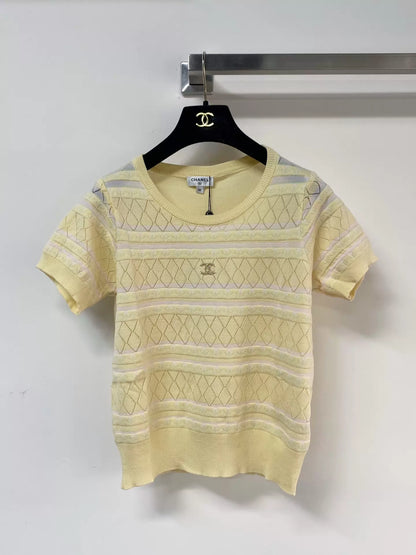 26ss Hollow-out logo short-sleeved shirt