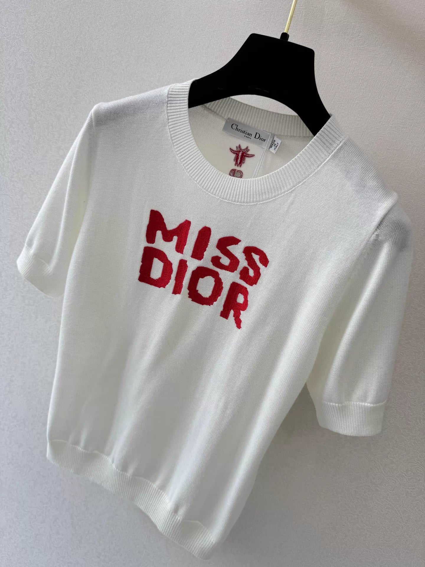 26ss Letter Embroidery Knit T-Shirt
