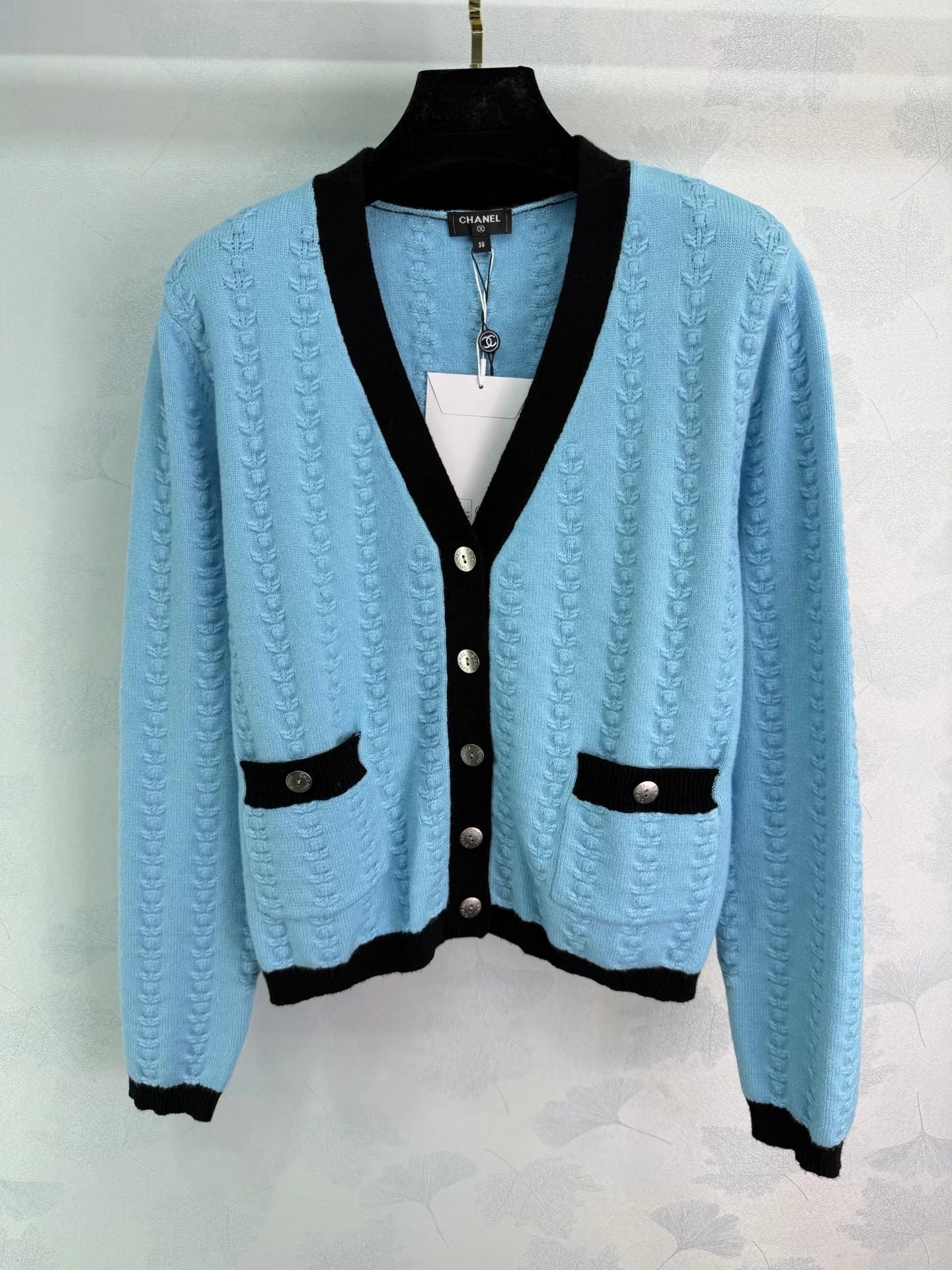 V-neck cable knit cardigan