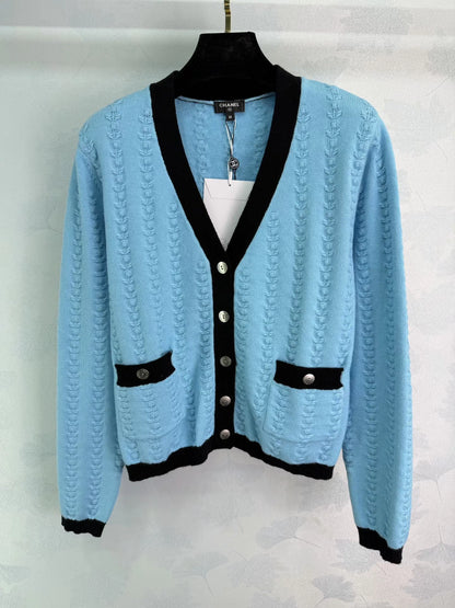 V-neck cable knit cardigan