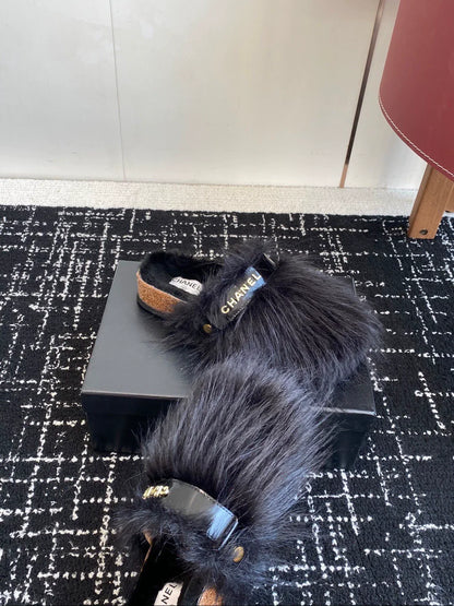 25fw Four Seasons Double C Hairy Slippers