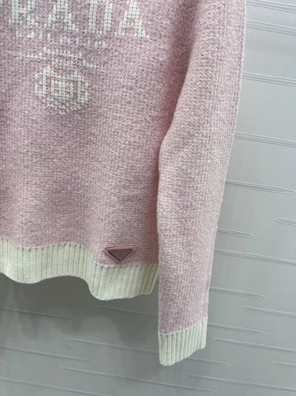 Color blocked letter pullover sweater