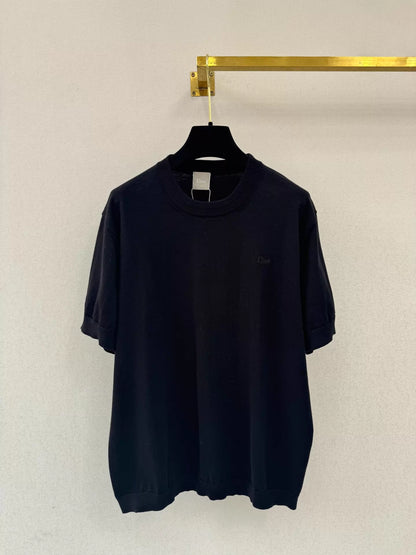 26ss Embroidered Letter Knit T-shirt