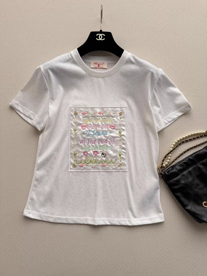 26ss Letter Embroidery T-Shirt