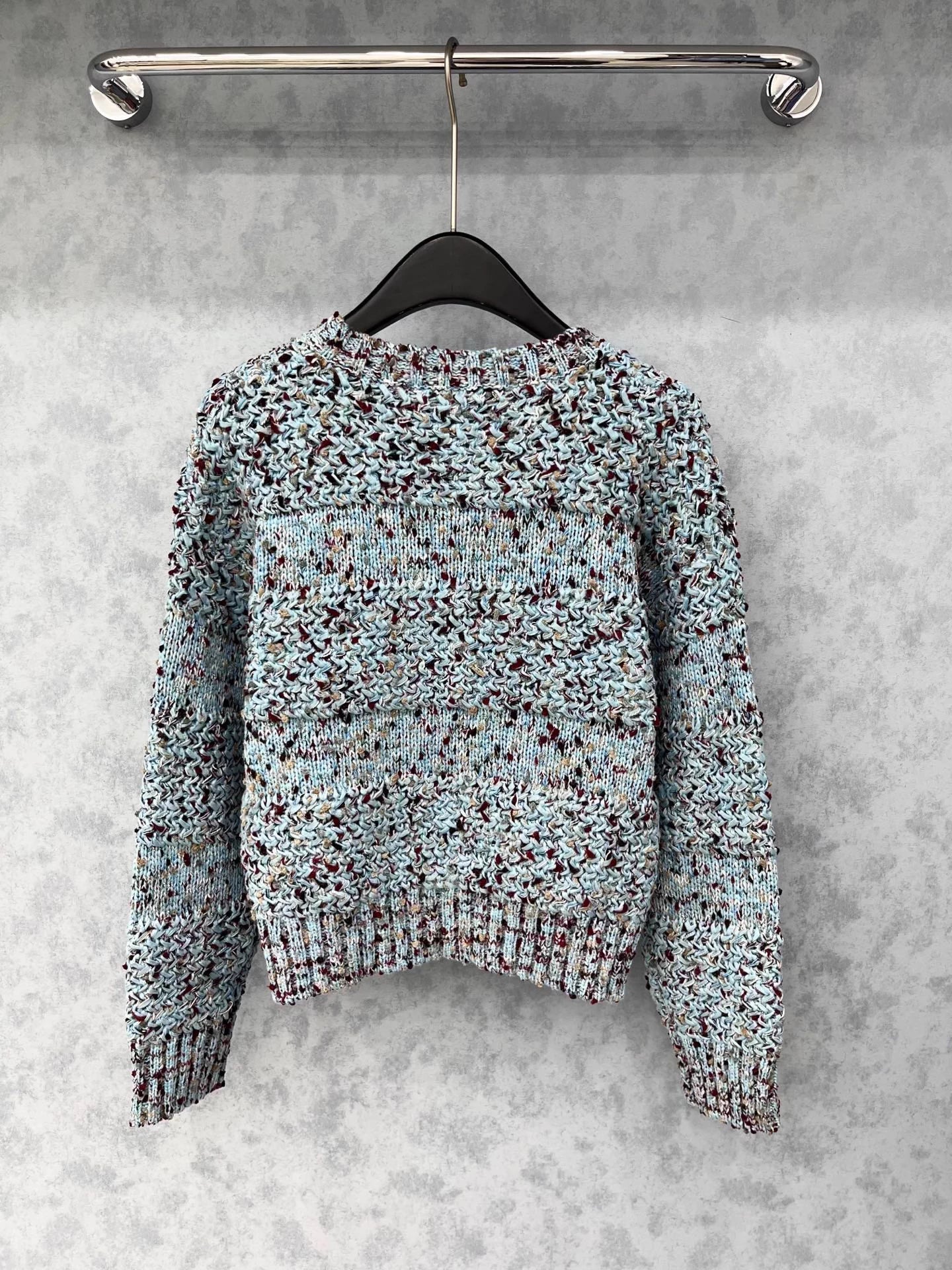 Double C zipper round neck crochet spliced jacket