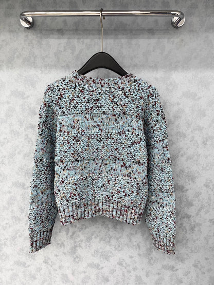 Double C zipper round neck crochet spliced jacket