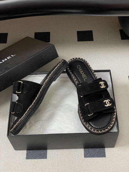 Double C rhinestone buckle sandals