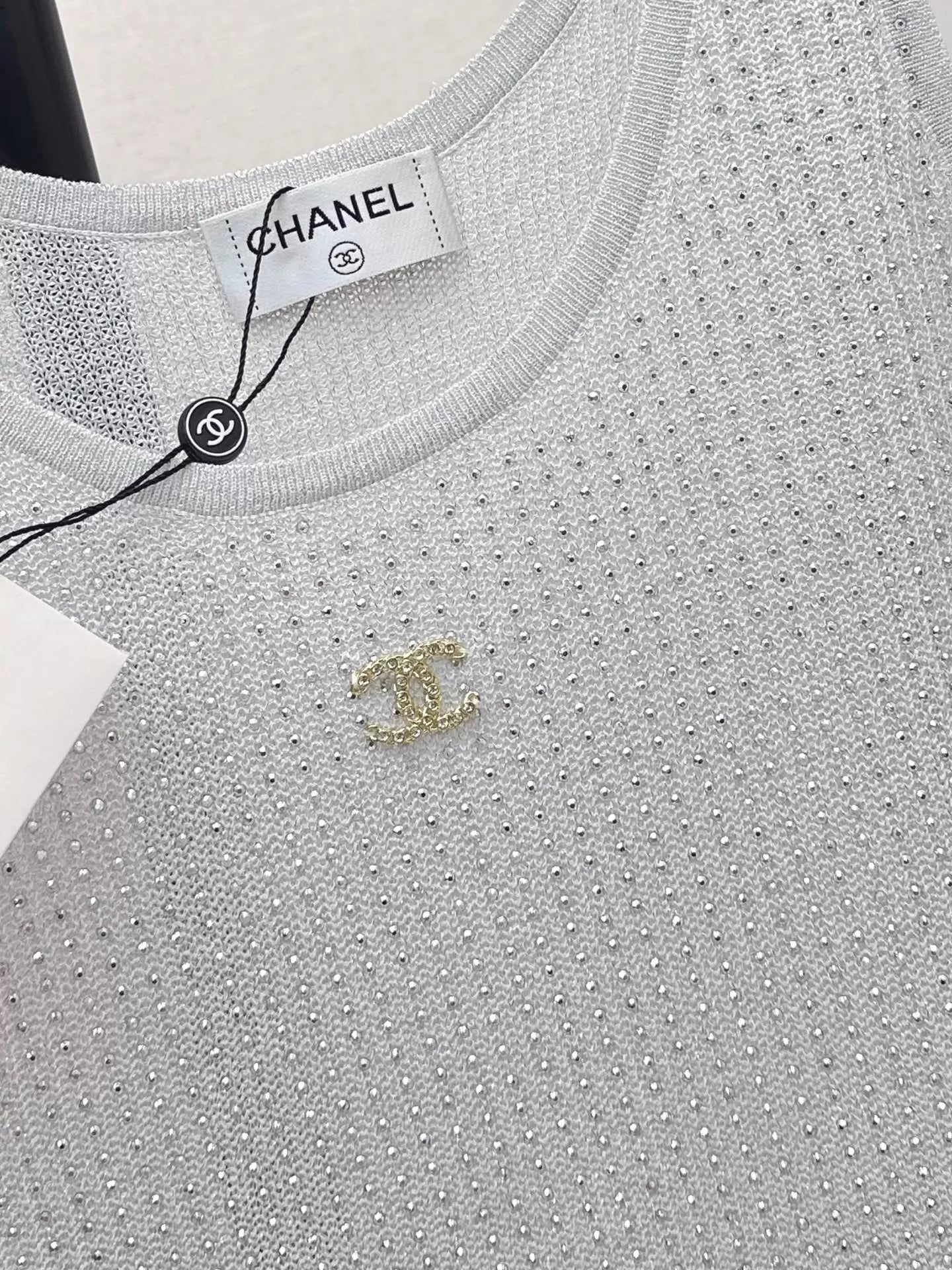 26ss Rhinestone Craft Knit Vest
