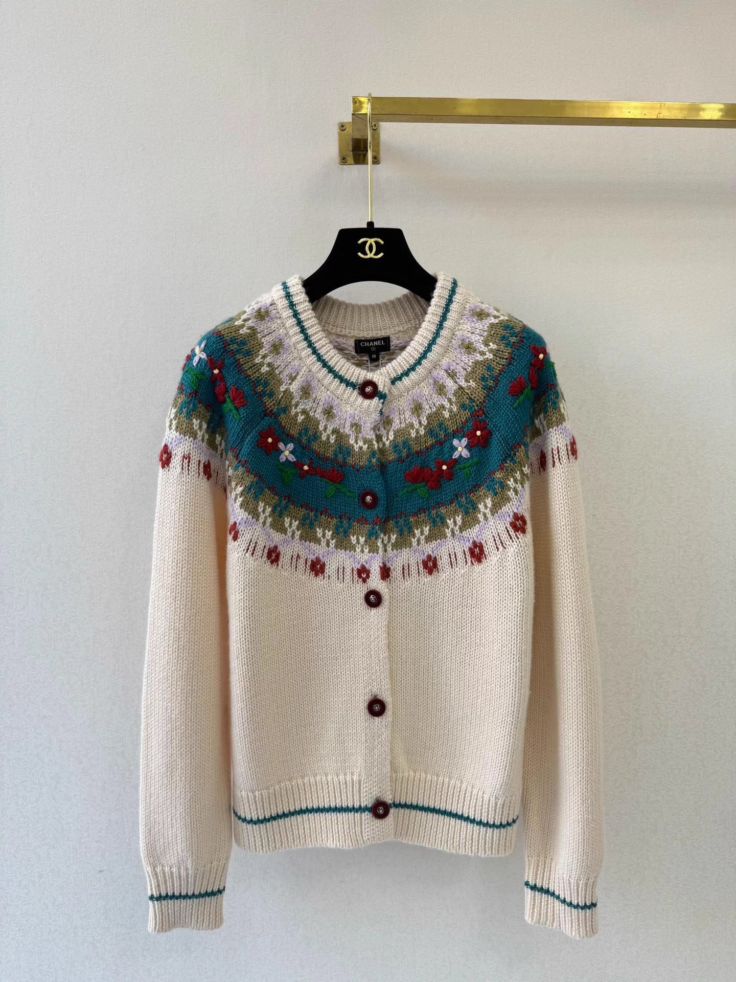 Fair Isle Jacquard Knit Cardigan