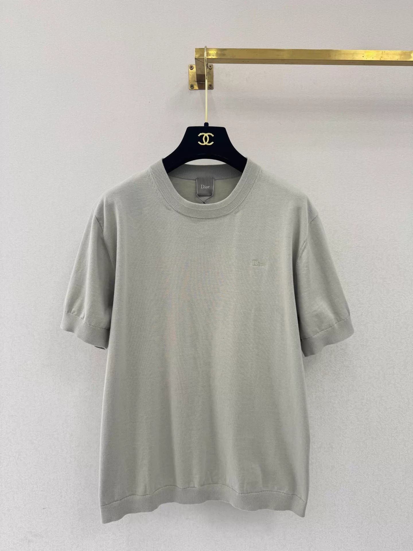 26ss Embroidered Letter Knit T-shirt