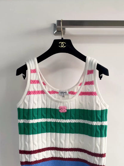 26ss Color-blocked striped vest