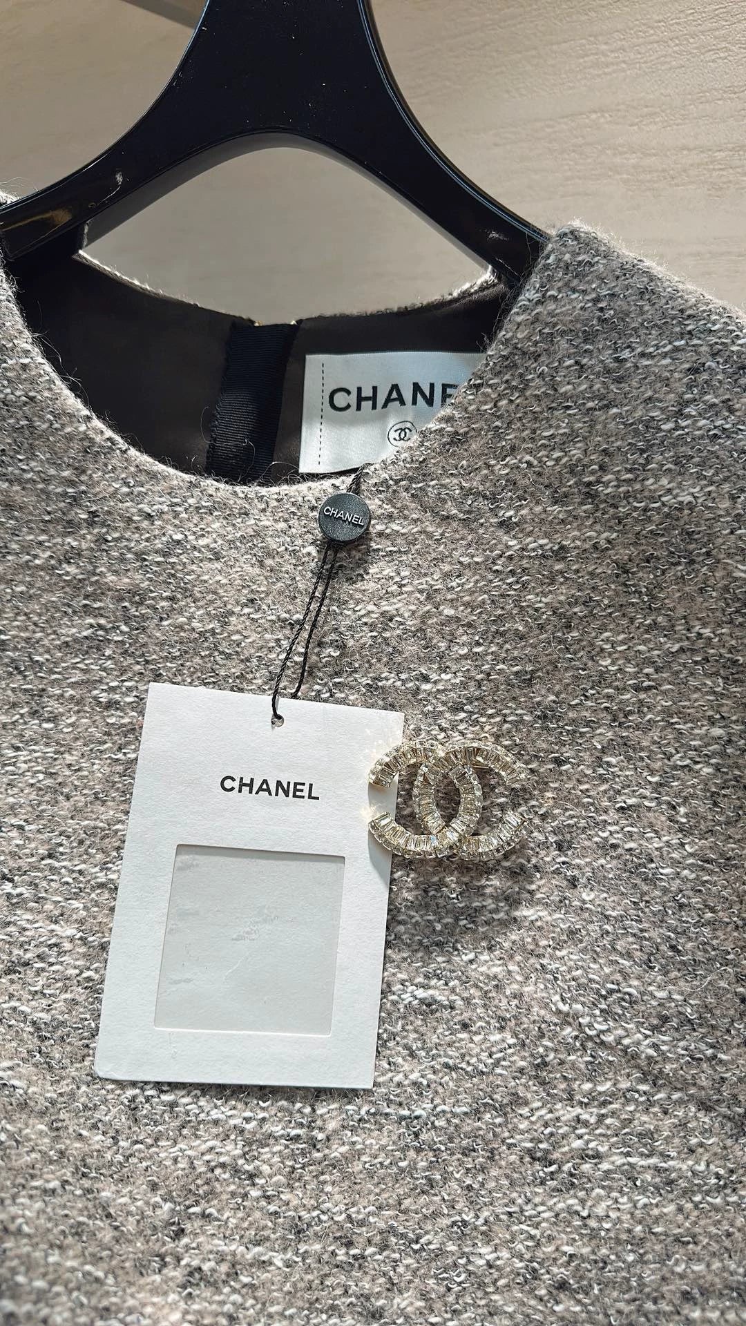 Tweed Brooch Vest Dress