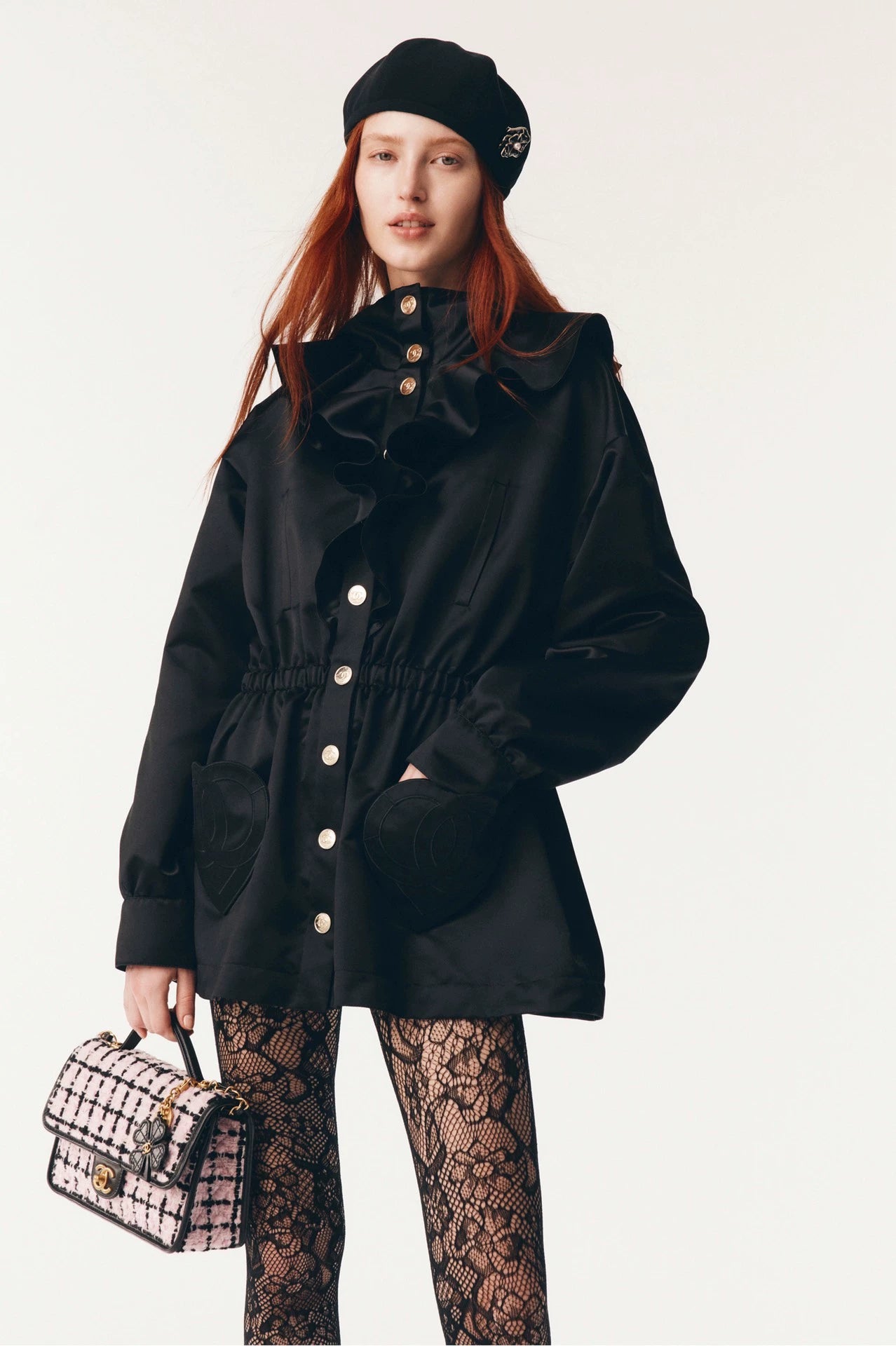 26ss Ruffled Hooded Nylon Jacket