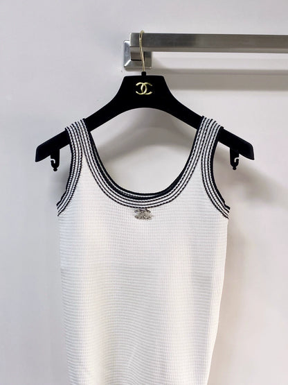 26ss Color-blocked trim tank top