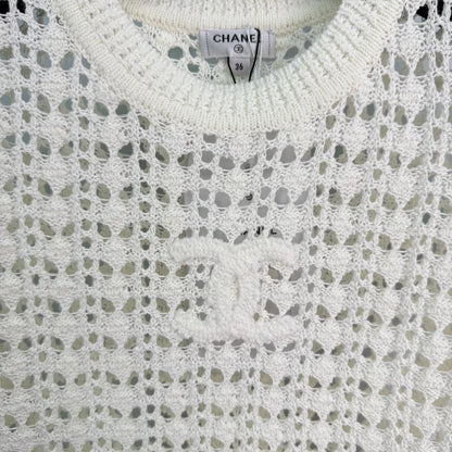 Openwork Knit Short-Sleeve T-Shirt