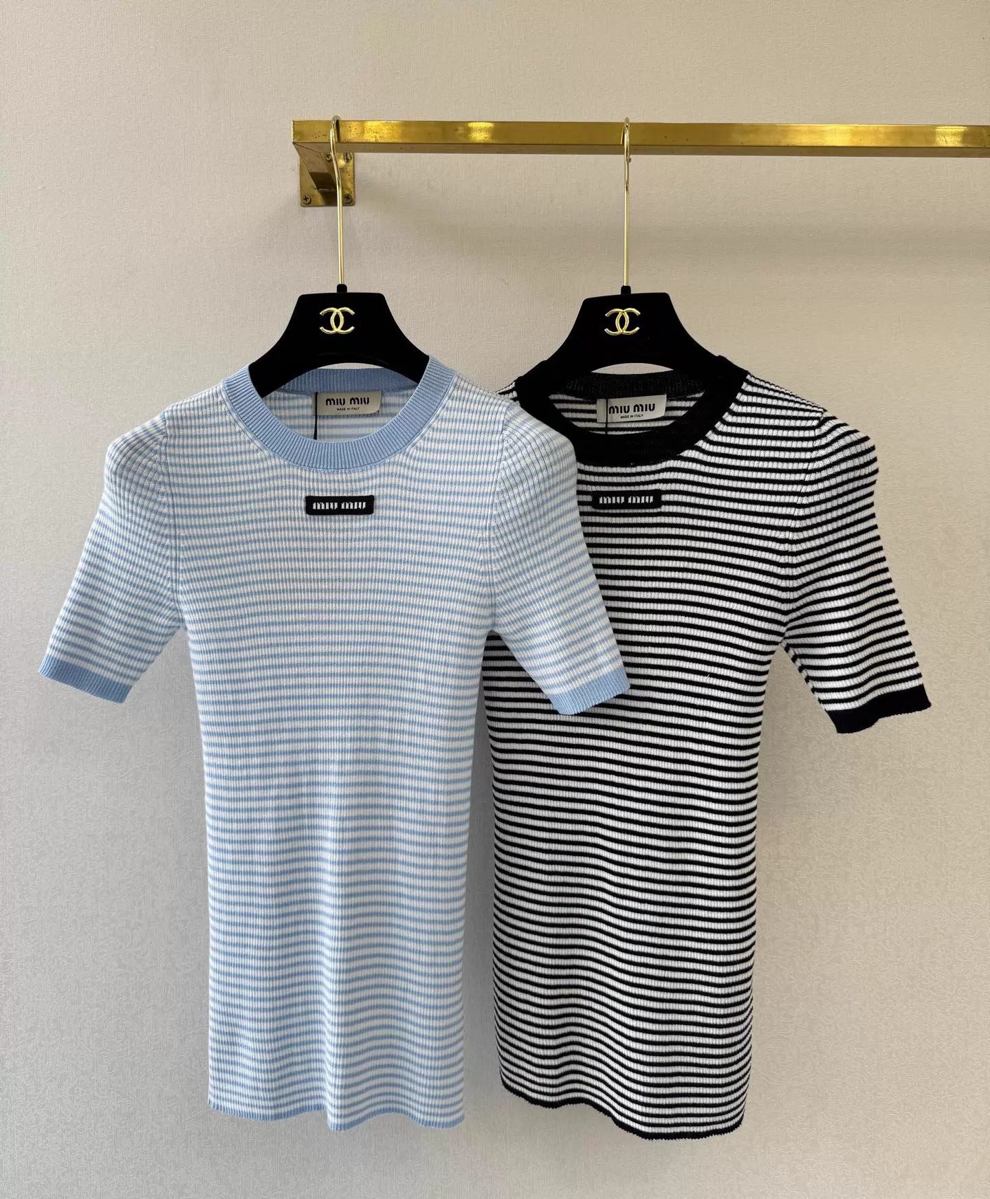 26ss Striped Knit Short-Sleeve T-Shirt